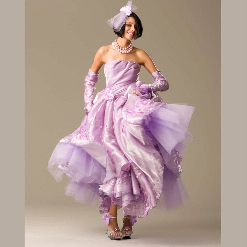 STRAPLESS LAVENDER BALL GOWN - Picture 6 of 13
